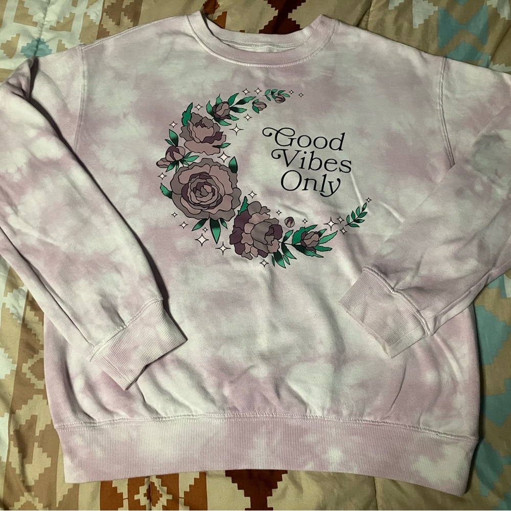 Earthbound “Good Vibes Only” Purple acid wash Crewneck sweatshirt M NEW